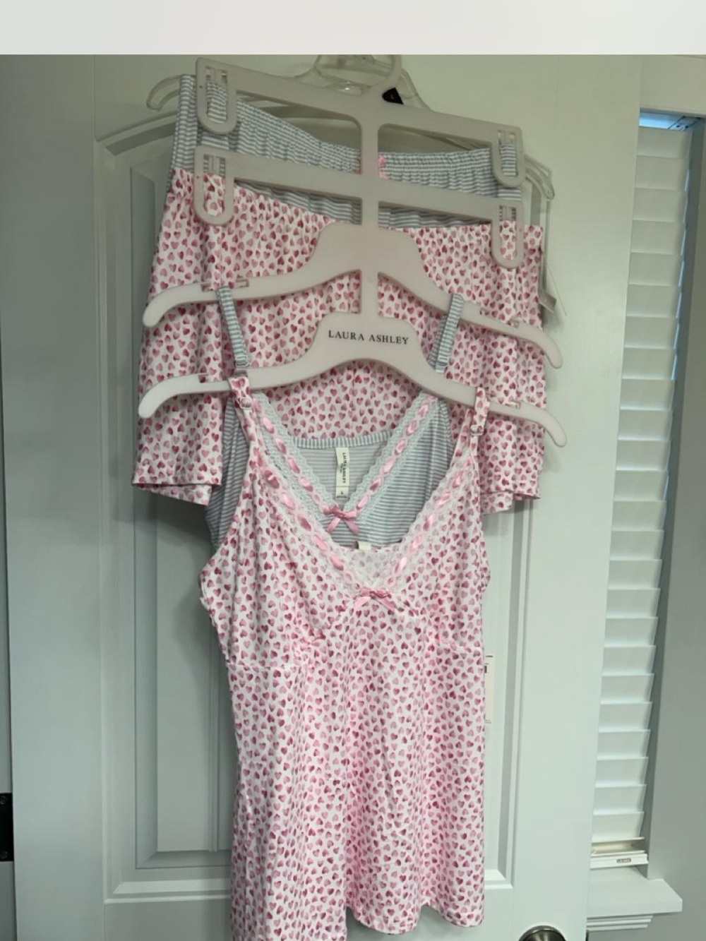 Laura Ashley Pink Heart-Print Cami & Shorts Sleep Set